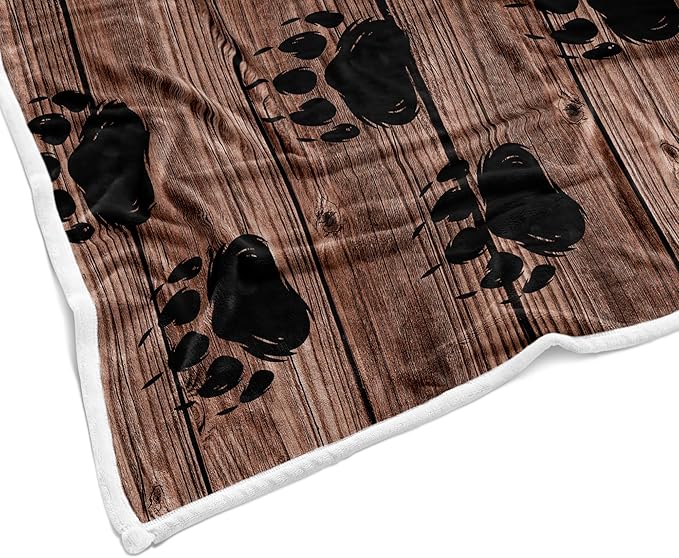 Torich Cabin Bear Throw Blankets, Rustic Lodge Brown Wooden Country Hunting Wild Animal Cozy Warm Bed Couch Blanket, White Fleece Flannel Throws to Decorate Room and Bedroom Camping Travel