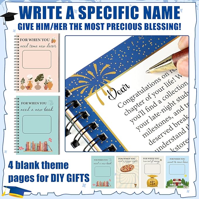 Zhanmai College Gift Card Book 7 x 5 Inch Graduation Gift Card Book 2026 College Survival Booklet Organizer Leaving Home High University School Birthday Care Package Cash Holder(Congrats Grad)