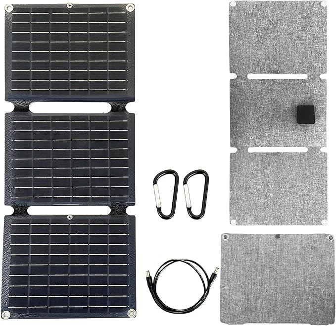 20W Portable Foldable Solar Panel, 3-Fold Solar Charger with USB QC3.0 & DC Outputs, lPx4 Waterproof Solar Panel Charger for Camping, Hiking, Portable Source, Emergency Power Outage