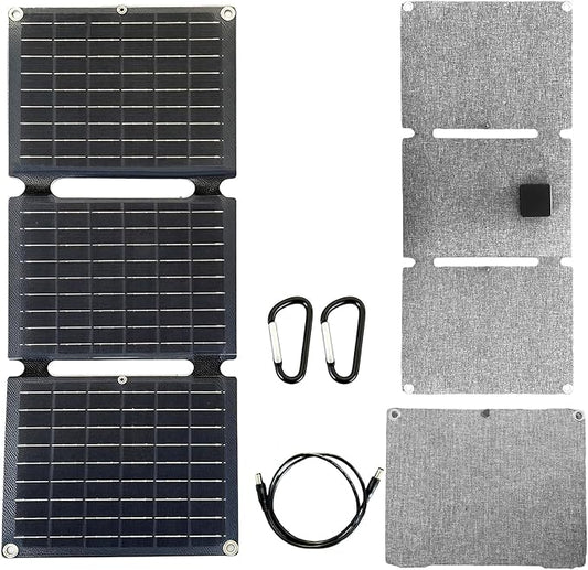 20W Portable Foldable Solar Panel, 3-Fold Solar Charger with USB QC3.0 & DC Outputs, lPx4 Waterproof Solar Panel Charger for Camping, Hiking, Portable Source, Emergency Power Outage