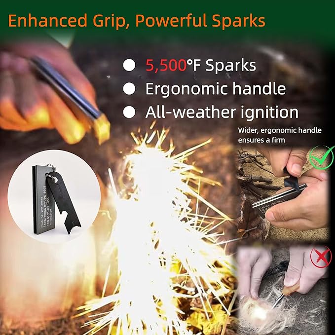 Survival Fire Starter Kit - Ferro Rod & Magnesium Fire Starter Compact Solo Stove with Flint and Steel to Firestarter Fireplace Pit for Outdoor Camping Bushcraft Hiking Emergency Gadgets