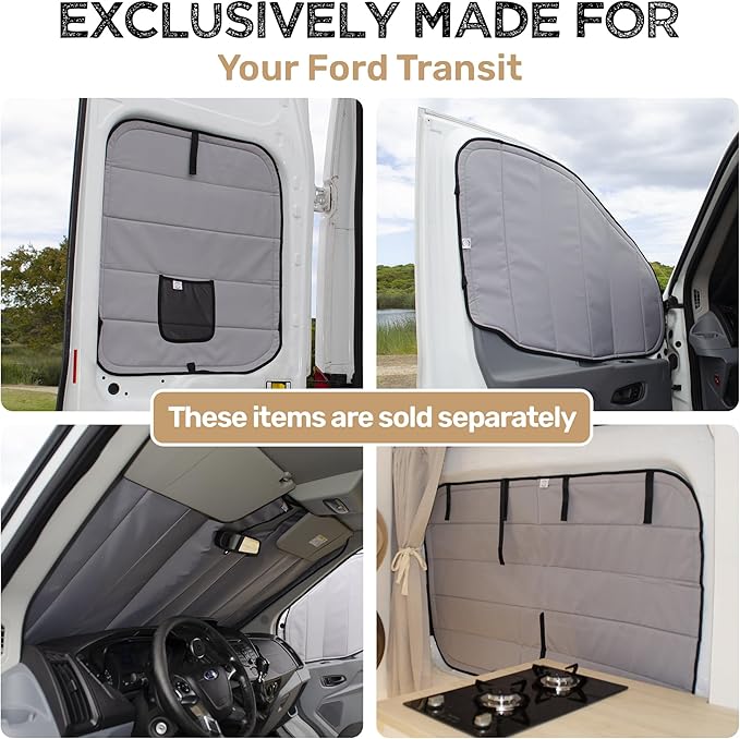 Living in a Bubble Insulated Blackout Rear Door Window Covers for Ford Transit 2015-Current Full Metal Door (Pair). Van Life Essentials & Camper Accessories