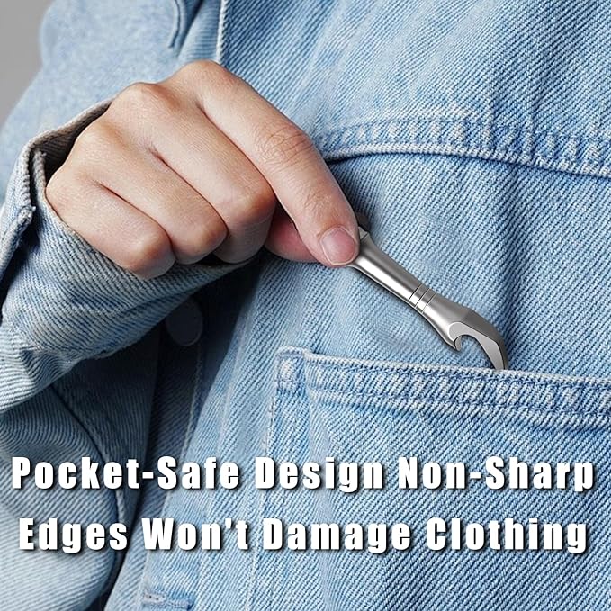 EDC Pry Bar Pocket Multi Tool - Solid Titanium Pry Tool with Keychain Hole, Compact Durable EDC Gear for Box Opening, Scraping Light Prying,Bottle Opener, Emergency