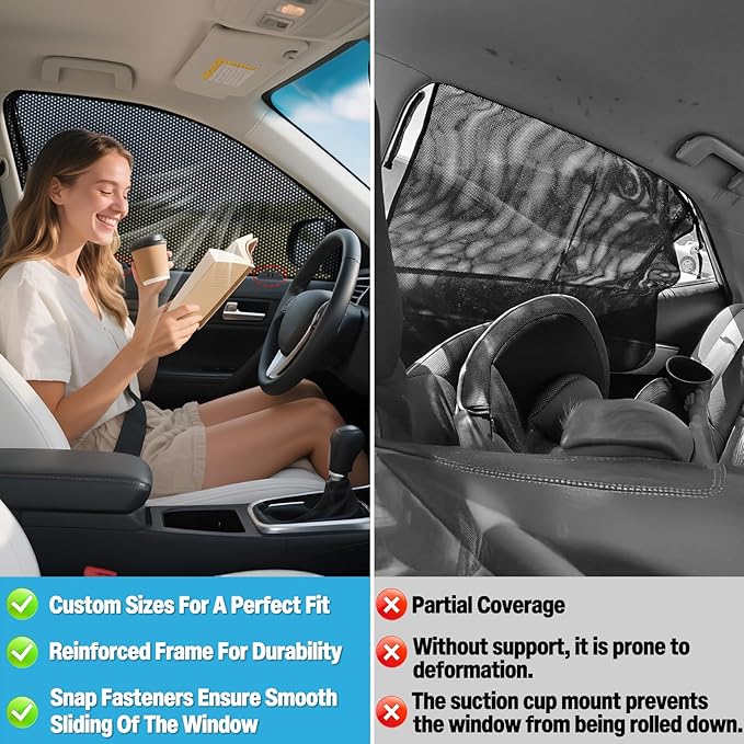 ZATOOTO Car Window Shades for Toyota Camry 2018-2023, 4 Pack Camry Sun Shade Side Window, Breathable Mesh Car Window Screen for Camping Napping Baby UV Protection