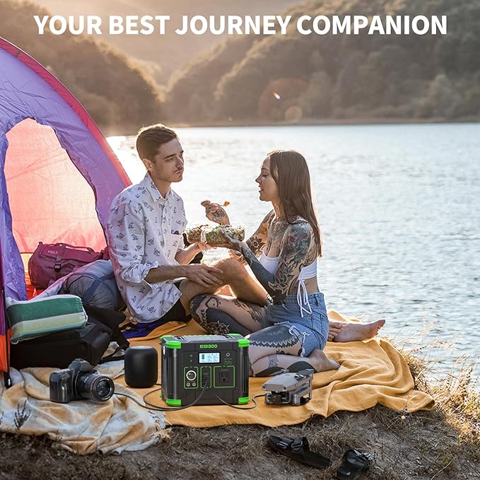 330W Portable Power Station, 288.6Wh Solar Generator with 60W USB-C PD Output, 110V Pure Sine Wave AC Outlet, 5W Wireless Charging, 330W Backup Lithium Battery for Outdoor Camping Travel Hunting