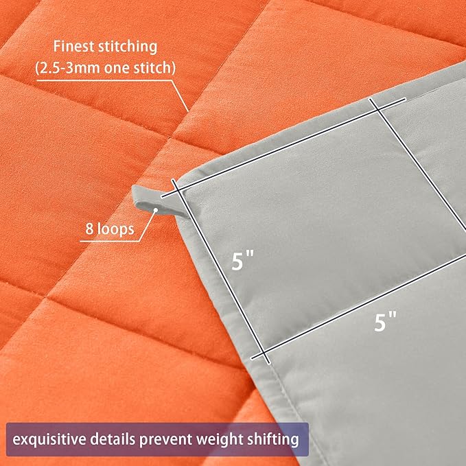 yescool Weighted Blanket for Adults (20 lbs, 48" x 72", Orange) Cooling Heavy Blanket for Sleeping Perfect for 110-130 lbs, Twin Size Breathable Blanket with Premium Glass Bead, Machine Washable