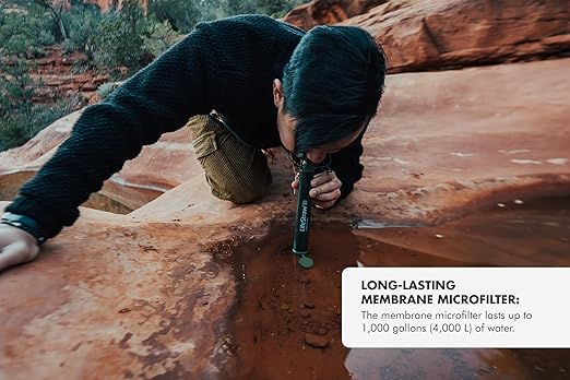 LifeStraw Personal Water Filter for Hiking, Camping, Travel, and Emergency Preparedness, Navy Blue