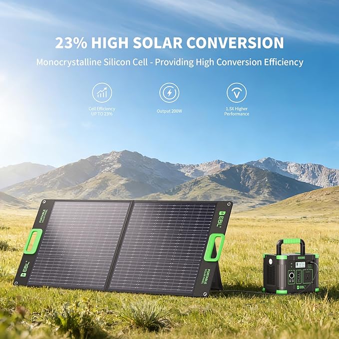 EBL 100W Portable Solar Panel, 18V Foldable Solar Charger for Power Station, Waterproof IP65 High-Efficiency Battery Charger for Outdoor Camping RV Trip Offgrid Living