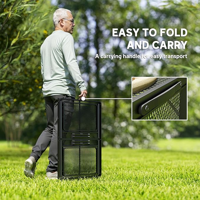 Outsunny Folding Grill Table, 4.5 ft Portable Camping Table with 2 Wing Panels, Height Adjustable Metal Outdoor Table with Mesh Desktop for Picnic, Beach, BBQ, Party, Black