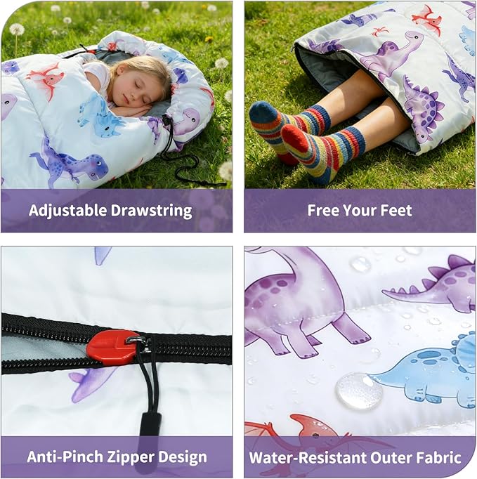 Kids Sleeping Bags - Camping Sleeping Bags with Carry Bag - Compact Sleeping Bag for Hiking, Backpacking 3 Season Warm & Cool Weather, Lightweight Waterproof Outdoor Travel for Boys Girls