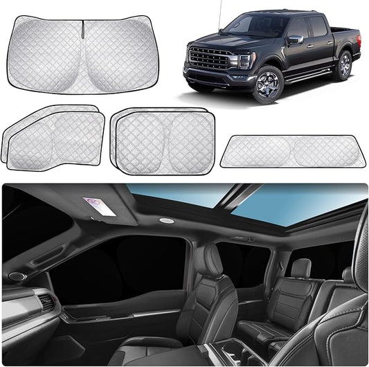 XCBYT 2015-2023 Ford F150 Window Shades Full Car Window Covers with 6 Layers Thickened 100% Sun UV Blackout Car Privacy Curtains for Breastfeeding Napping Dressing Camping 6 Pack F150 Accessories