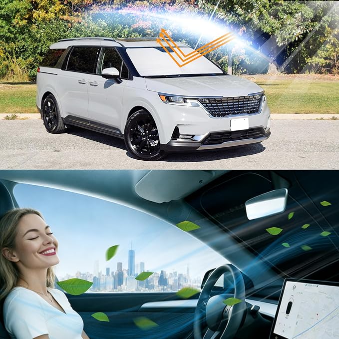 Windshield Sun Shade Accessories Compatible with Kia Carnival 2022-2026 2024 2023 for Foldable Sunshade Sun Visor Blocks UV