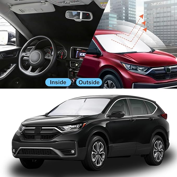 Front Windshield Sun Shade Foldable Car Front Window Sun Shade Windshield Shade Custom Fit for 2017-2022 Honda CRV Block UV Rays Car Accessories Heat Keep Cooler