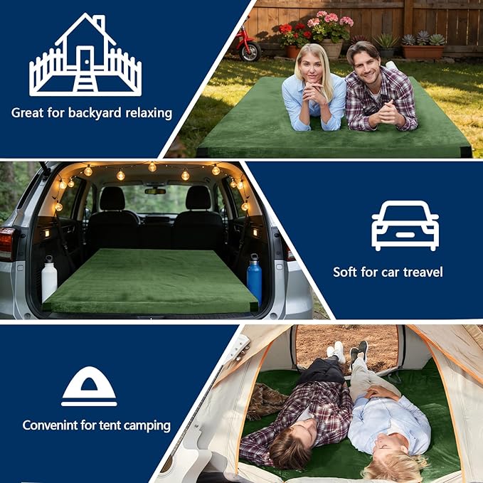 CYMULA Memory Foam Camping Mattress Pad, CertiPUR-US Sleeping Mat, Portable Roll Up Mattress for Adults, Camping Bed Pads for Sleepover, Car Bed with Travel Bag