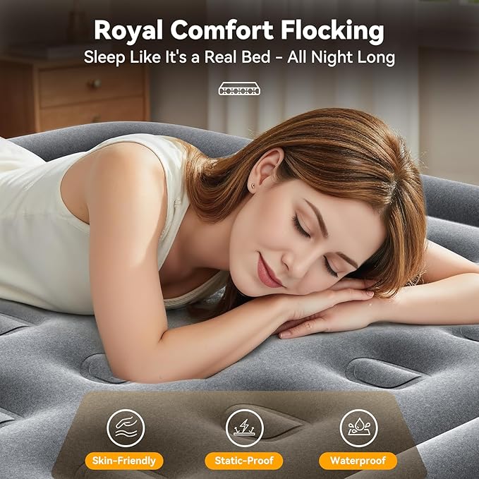 VOSSER Air Mattress Queen with Built in Pump,Updated Blow Up Mattress in 3 Mins,18'' Raised Self Inflatable Mattress,Portable Airbed for Home,Floor&Camping,Queen Size Air Matress for Adults,660LB Max