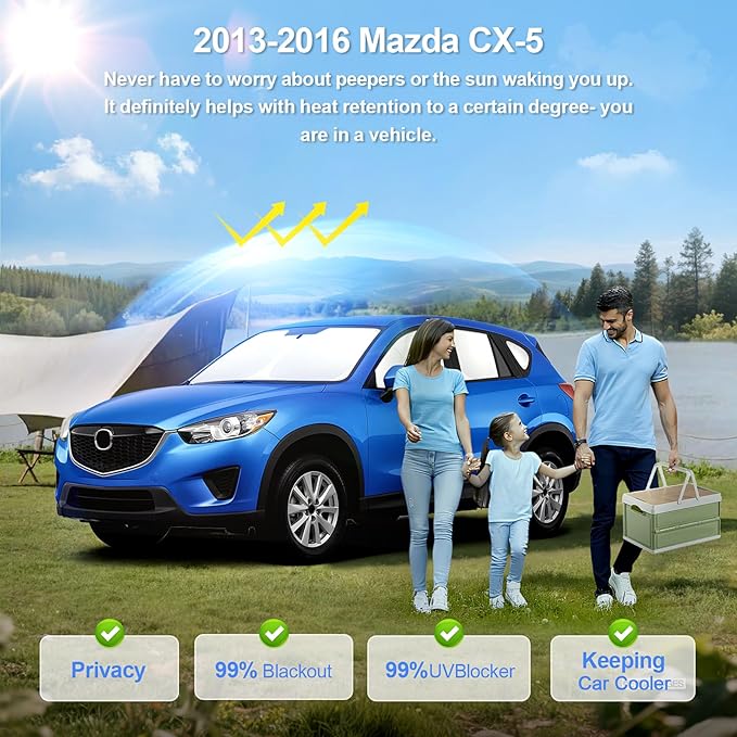 8pcs Car Window Shades for Mazda CX-5 2013-2016 Accessories,Windshield Side Rear Full Sunshade,Sun Visor UV Blocking, Privacy Protection and Blackout for Camping Outdoor