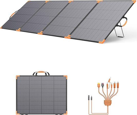 400W Bifacial Portable Solar Panel, 33V Lightweight Foldable Solar Charger for Power Station, IP68 Waterproof 23.5% High Efficiency with Adjustable Kickstands for Camping RVs Home Backup