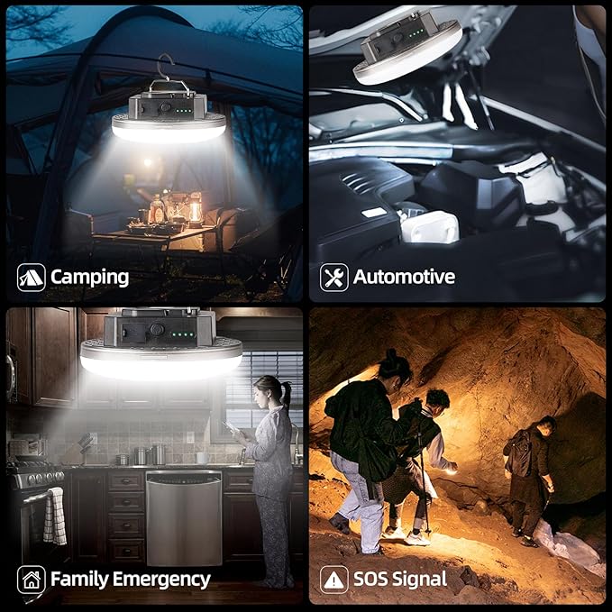 LED Rechargeable Camping Lantern 5000LM with Remote – 3 Color Modes & Stepless Dimming, USB-C in/Out, IPX5 Waterproof, Magnetic Hook, Portable Tent Light for Camping, Hiking & Glamping