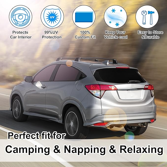 8PCS Windshield Sun Shade Custom Fit for 2016-2022 Honda HRV HR-V Accessories Foldable Sunshade Side Rear Window Shade Cover Full Set Privacy Protection Keeps Car Cool