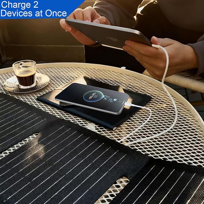 30W Portable Solar Panels,ETFE Foldable Solar Panel with USB-C/USB-A/DC Ports for Hiking,Camping,Backpacking,IP65 Waterproof Small Folding Solar Charger for Phone,Tablets,Power Bank