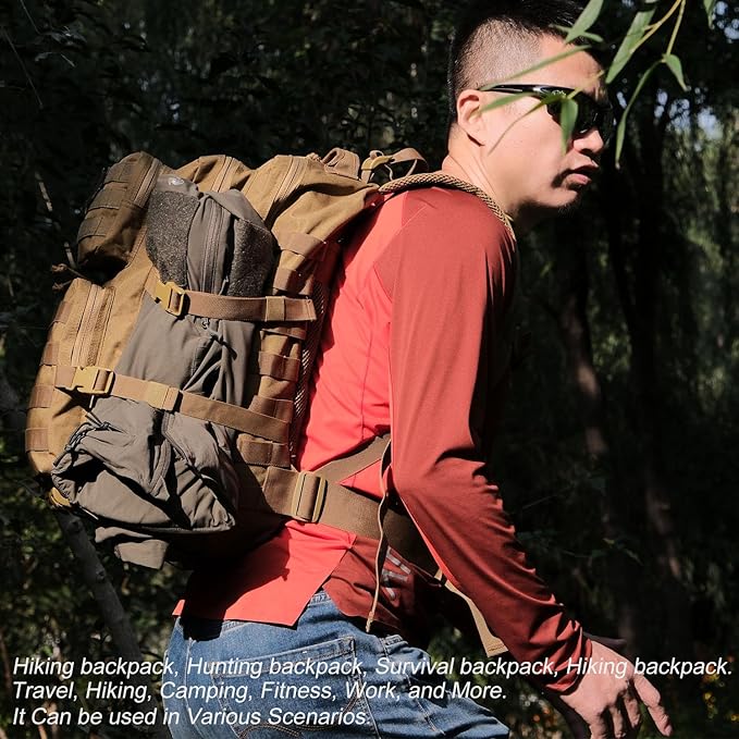 45L Tactical Backpack for Men Women, Military Assault Pack with MOLLE, Large 3 Day Bug Out Bag for Hiking Camping