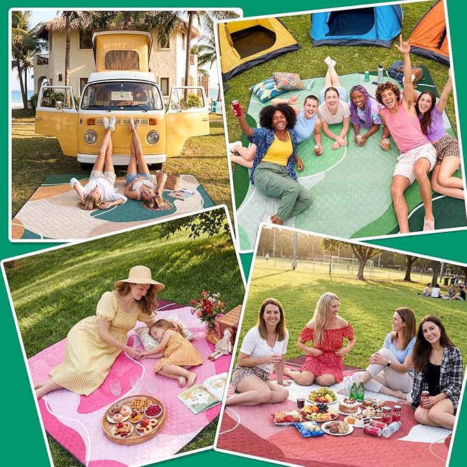 Waterproof Beach Blanket Picnic Outdoor Camp Mat Towel Family Beach Trip Essentials Summer Vacation Must Have Travel Accessories Lake Day Necessities Stuff Thing Need Gear Gift Supplies 2026