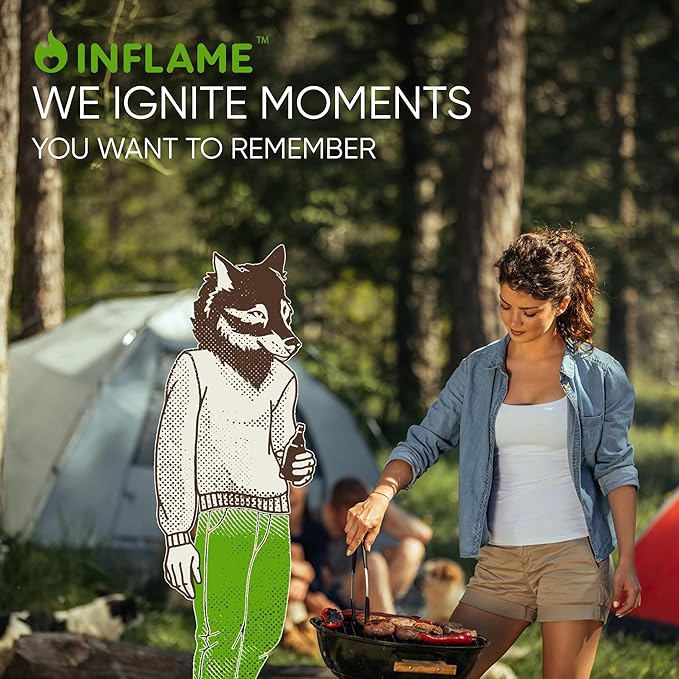 Inflame Fire Starters 130 pcs Fire Starters for Campfires, Grill, BBQ, Fireplace, Woodstove - Charcoal Starter - Waterproof, Weather-Resistant - Natural Wood Fireplace Starters