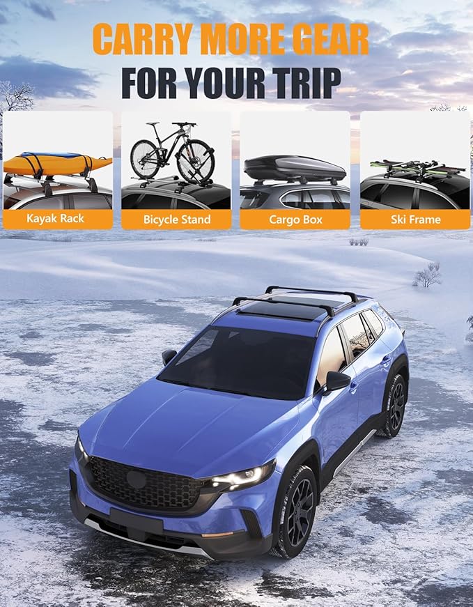 KINGGERI 300lbs Roof Rack Cross Bars Compatible with Mazda CX50 CX-50 2023 2024 2025 2026, Lockable Aluminum Roof Rails Crossbars Rooftop Cargo Basket Carrier Bag Luggage Rails