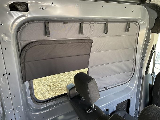 VanEssential Insulated Blackout Crew Window Cover Designed for Ford Transit Van Year 2015 to Current with NO Plastic Trim - Charcoal Gray