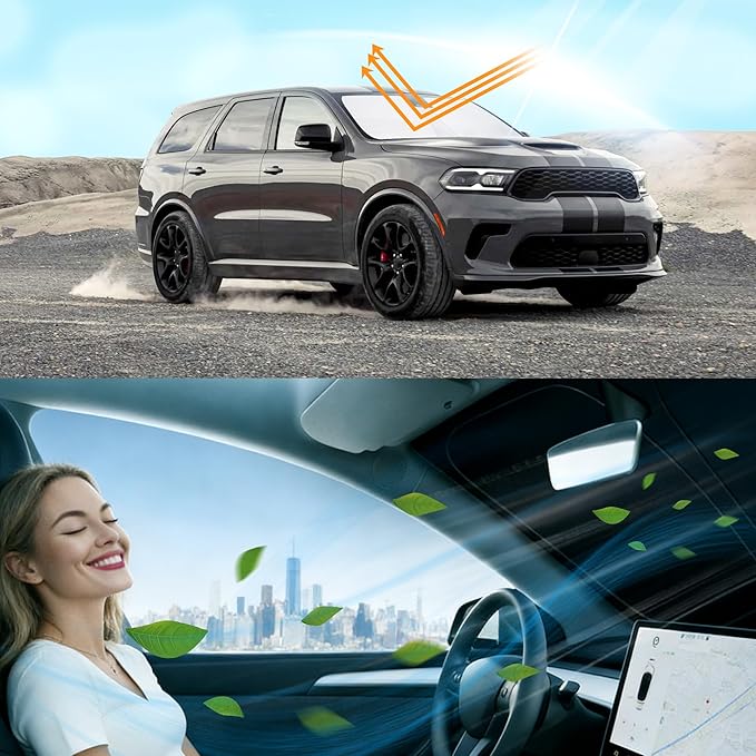 Windshield Sun Shade Compatible with 2015-2023 Dodge Challenger Accessories Coupe,SRT Hellcat,Redeye,GT,RT,TA Coupe,Widebody,SXT,RT Scat Pack Sun Visor Protector