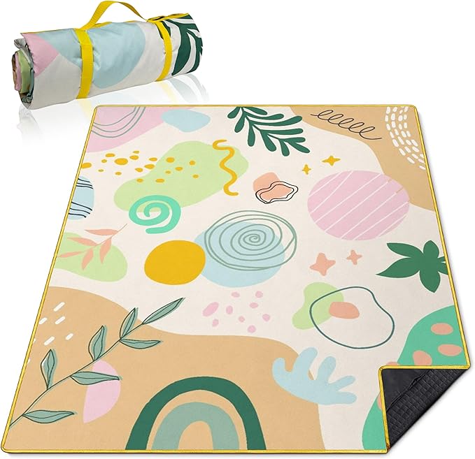 Supfitness Extra Large Picnic Blankets Waterproof Foldable (60 "x 80") Beach Blanket Waterproof Sandproof,3-Layer Thicking Mat Outdoor Packable Camping Blanket