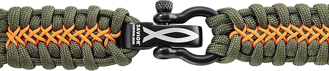 Savior Survival Gear Paracord Watch Band, Compatible with Apple Watch Band 49mm 46mm 45mm 44mm 42mm, iWatch Band Series Ultra 10 9 8 7 6 5 4 3 2 1 SE, Adjustable strap for men ( Green & Orange, Large)