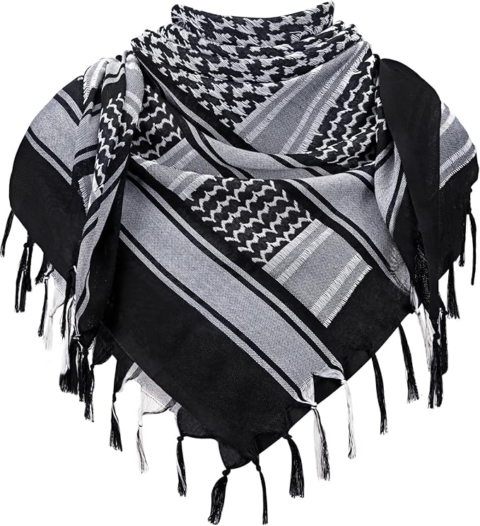 Aonal Military Shemagh Tactical Desert Scarf, 100% Cotton Keffiyeh Neck Head Scarf Wrap for Men Women