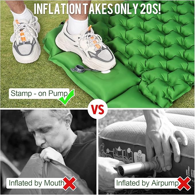 WANNTS Sleeping Pad, Ultralight Inflatable Sleeping Pad for Camping, Built-in Pump, Ultimate for Hiking - Airpad, Carry Bag, Repair Kit - Compact & Lightweight Camping pad