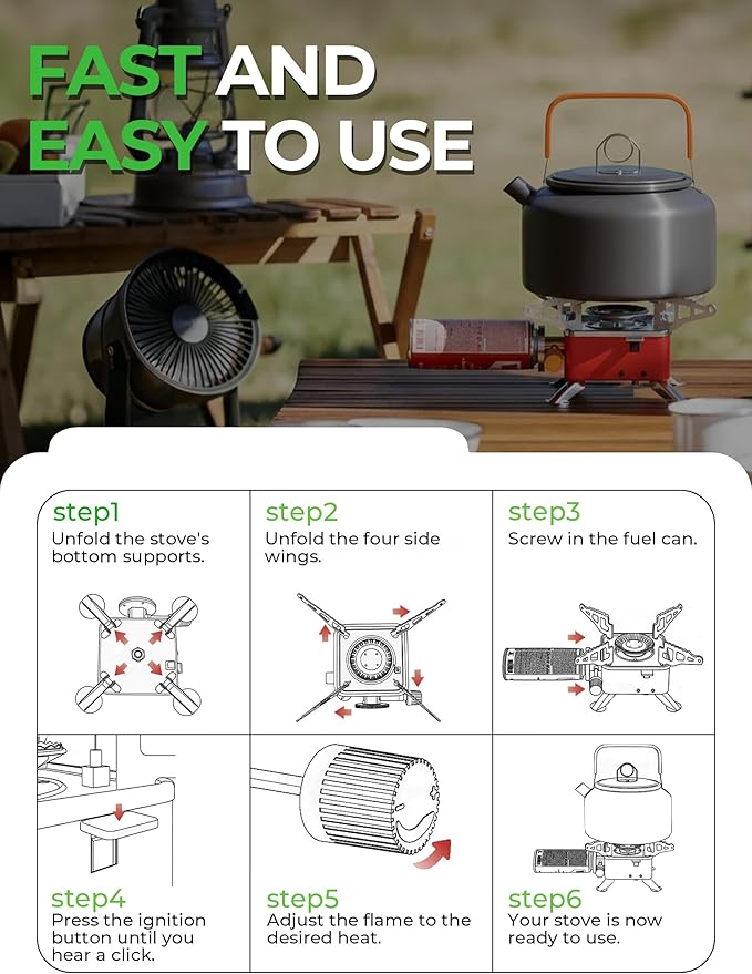SYIPO Portable Camping Stove, Ultralight Backpacking Stove with Stable Support Wind-Resistance Camp Stove, Mini Outdoor Folding Metal Camping Gas Stove for Camping, Hiking, Cooking, ect.