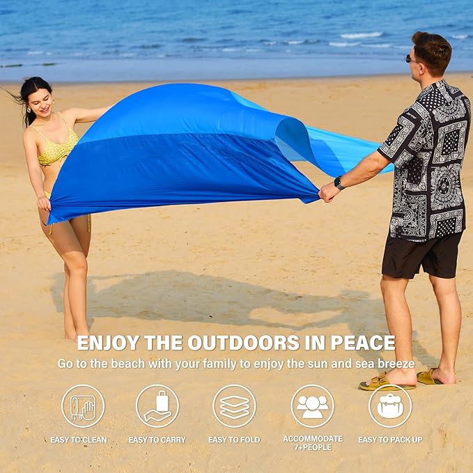 Famstar Beach Blanket Oversized Extra Large 78" X 81",Waterproof Sandproof Beach Blanket 1-7 Adults Lightweight Durable for Travel Camping Hiking Picnic