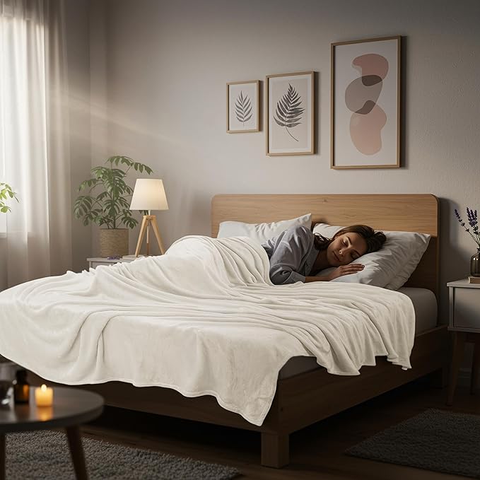 Utopia Bedding Fleece Blanket King Size Linen (90x102 Inches) Ultra Soft Warm Lightweight Microfiber Breathable Anti-Static Cozy Winter Bed Blanket, All-Season Home Decor Gift for Men & Women