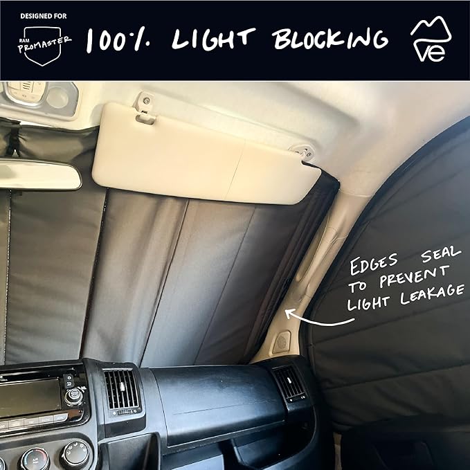 VanEssential Insulated Blackout Front Windshield Cover Designed for RAM Promaster Van Years 2014 to Current Model - Charcoal Gray