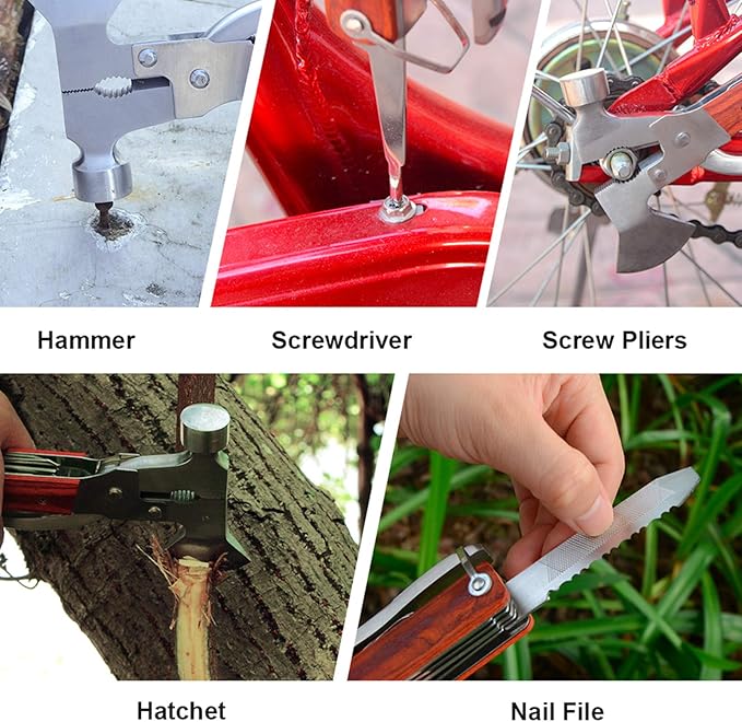 18-in-1 Multitool Camping Axe Hammer, Multi Tool with Plier, Knife, Bottle Opener, Survival Gear for Outdoor Hunting Hiking, Emergency Escape Tool, Birthday Gifts for Men Dad Husband Boyfriend