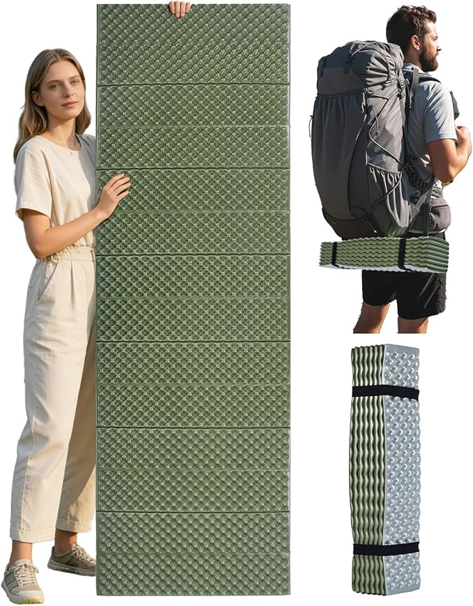 Abahub Foam Camping Sleeping Pad, Waterproof Soft Foam Matress for Adults, Foldable Ultralight Wide Pad for Outdoor Backpacking, Picnic, Yoga