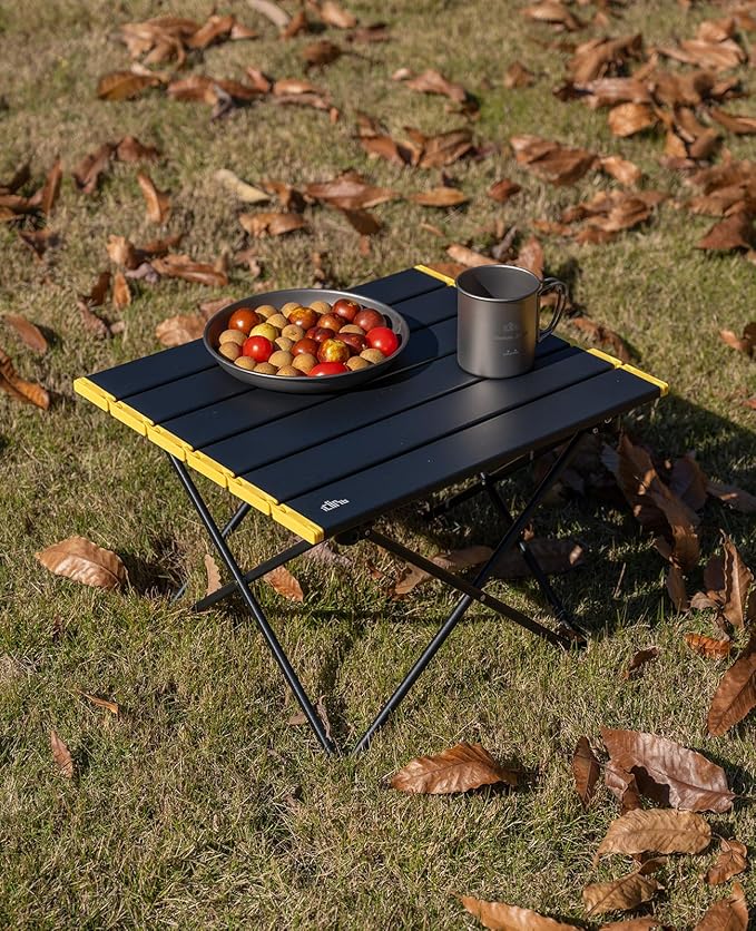iClimb Ultralight Compact Camping Folding Table with Carry Bag (Black - S)