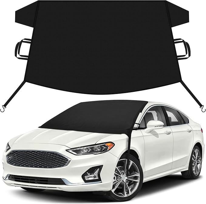 EcoNour Car Snow Cover Compatible for Ford Fusion | Windshield Cover for Ice and Snow with S-Hook Straps | Heavy-Duty 600D Oxford Winter Car Cover, Waterproof & Anti-Slip