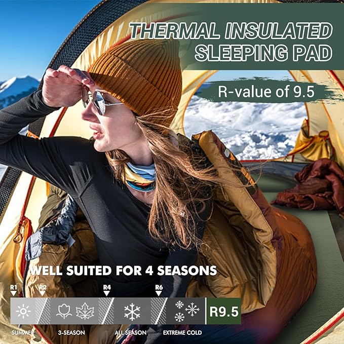 Elegear CumbreX™ Self Inflating Sleeping Pad, 3.15" Ultra-Thick Memory Foam Camping Pad with Pillow Fast Inflating in 20s Insulated Camping Mattress Pad 4-Season Camp Sleeping Mat for Camp/Travel/Tent
