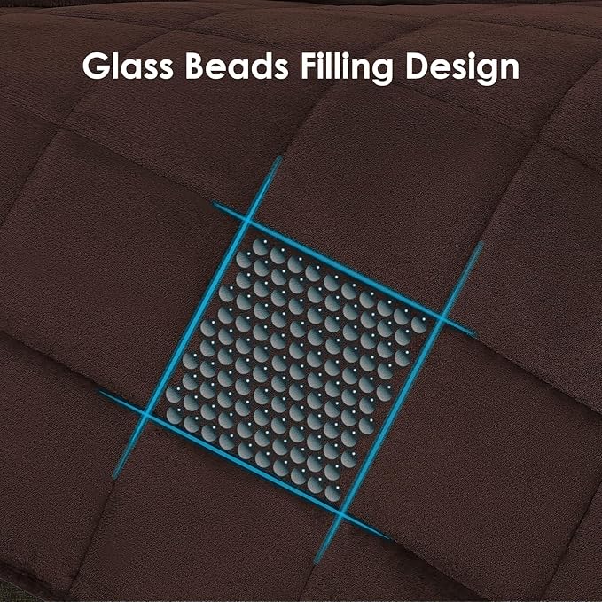 yescool Weighted Blanket for Adults (20 lbs, 60" x 80", Brown) Heavy Blanket for Sleeping Perfect for 140-160 lbs, Queen Size Breathable Blanket with Premium Glass Bead, Machine Washable