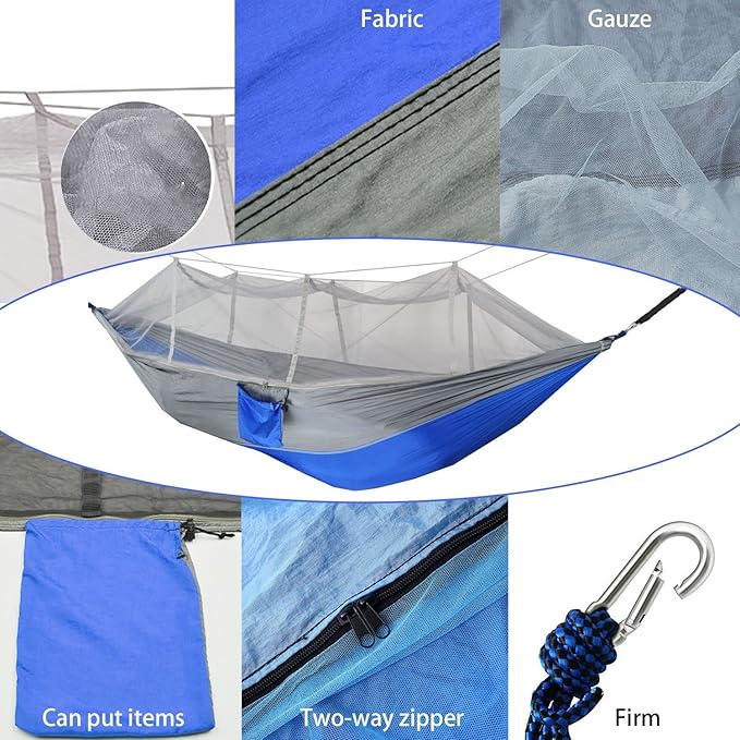 KEPEAK Camping Hammock with Net Netting, Single & Double Tree Hammock Net, Lightweight Nylon Portable Hammock for Backpacking, Camping, Travel, Beach, Yard