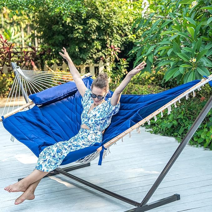 Lazy Daze Hammocks 13 Foot Hammock Stand Heavy Duty with Hooks and Chains, Steel Outdoor Hammock Base for Porch Patio Garden Backyard, 450 Pounds Capacity, Black