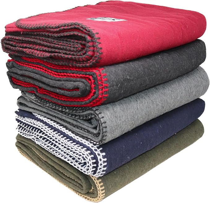 M MCGUIRE GEAR Heavy Duty Wool Blanket, Survival, Emergency, and First Aid Use – Mil-Spec, Fire Retardant, Durable Outdoor Wool Blankets for Camping. - OD Green, (64 x 90 inches)