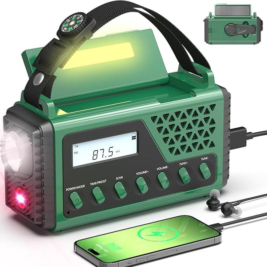 Emergency Crank Weather Radio, 10000mAh Solar Hand Crank Portable NOAA AM FM Battery Power Radio,Weather Alert with Flashlight,SOS Alarm & Reading Lamp,Survival Gifts for Home Outdoor