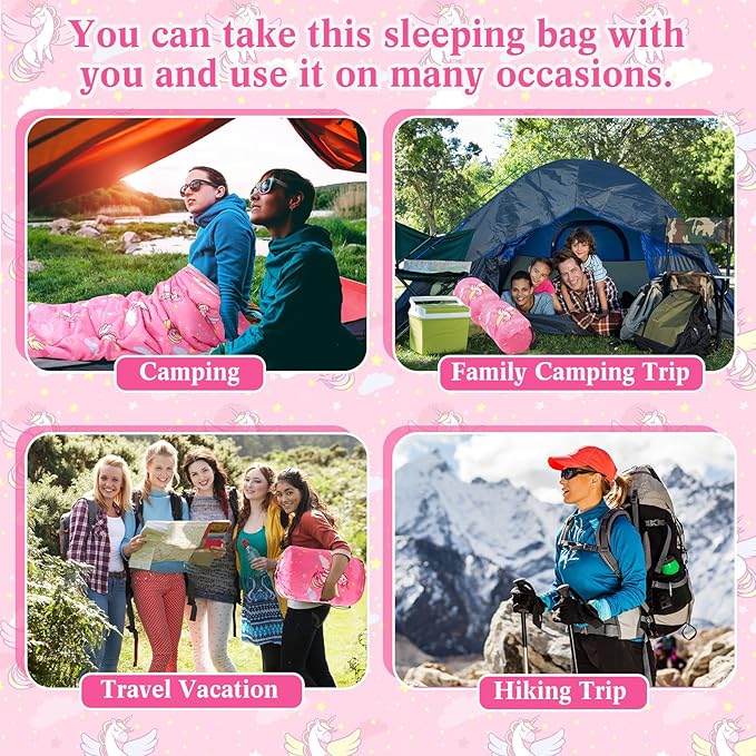 Camping Sleeping Bag for Kids 3 Season Warm Cool Cold Weather Waterproof Sleeping Sack for Boy Girl with Carry Bag Adult Travelling Outdoor Camping Gear Equipment