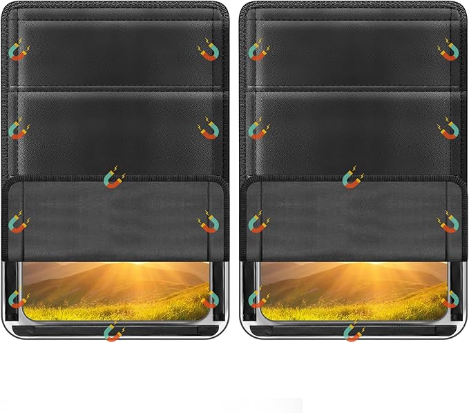 RV Door Window Shade Cover - Magnetic RV Blackout Window Cover with UV Protection and Privacy Features (25 * 16 in) Foldable Magnet Design, Waterproof Fabric (Black, 2 Pack (25" L x 16" W))